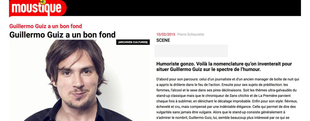 Photo d'article de Guillermo Guiz, Phénomène de l'Humour 