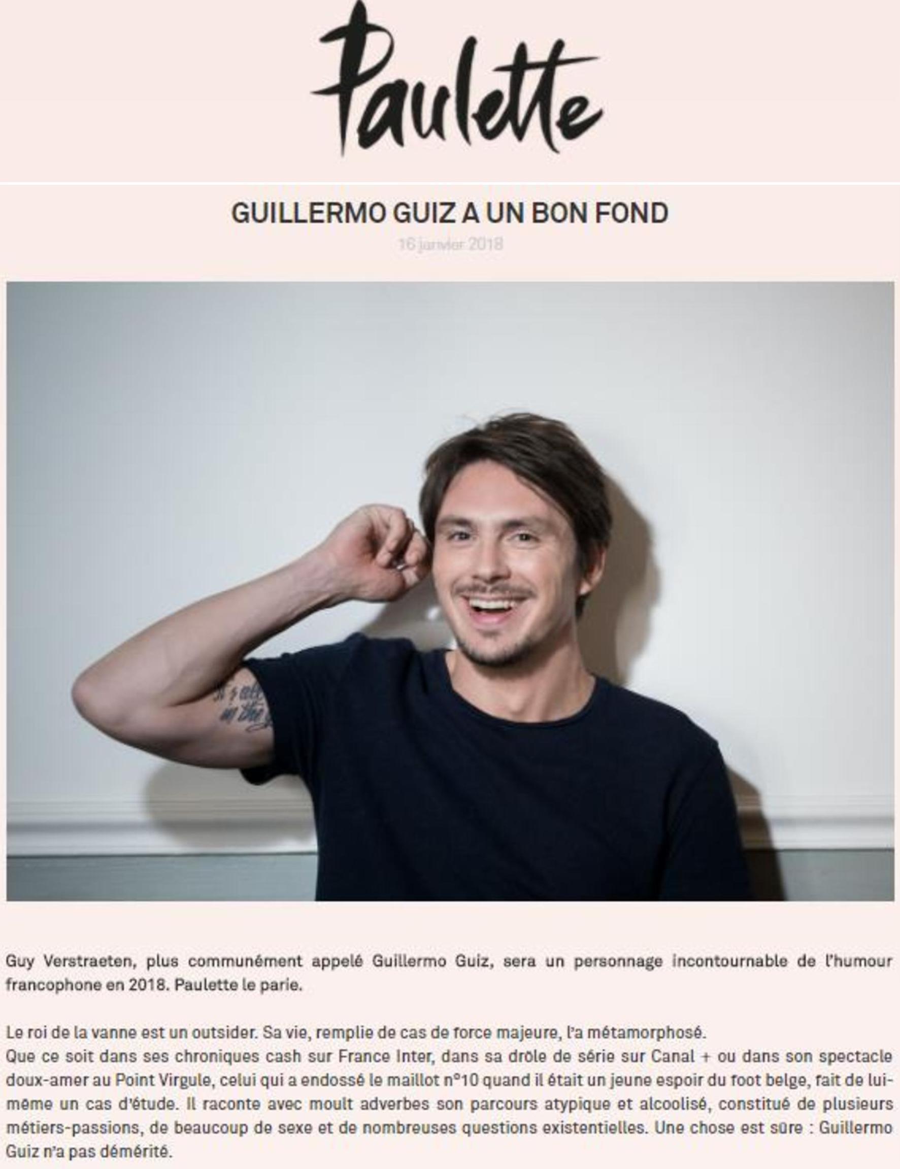 Paulette Magazine : Guillermo Guiz a un bon fond