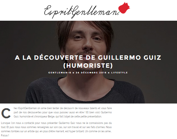 Photo d'article de Guillermo Guiz sur Esprit Gentleman