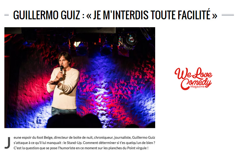 Photo d'article de Guillermo Guiz sur We Love Comedy Magazine